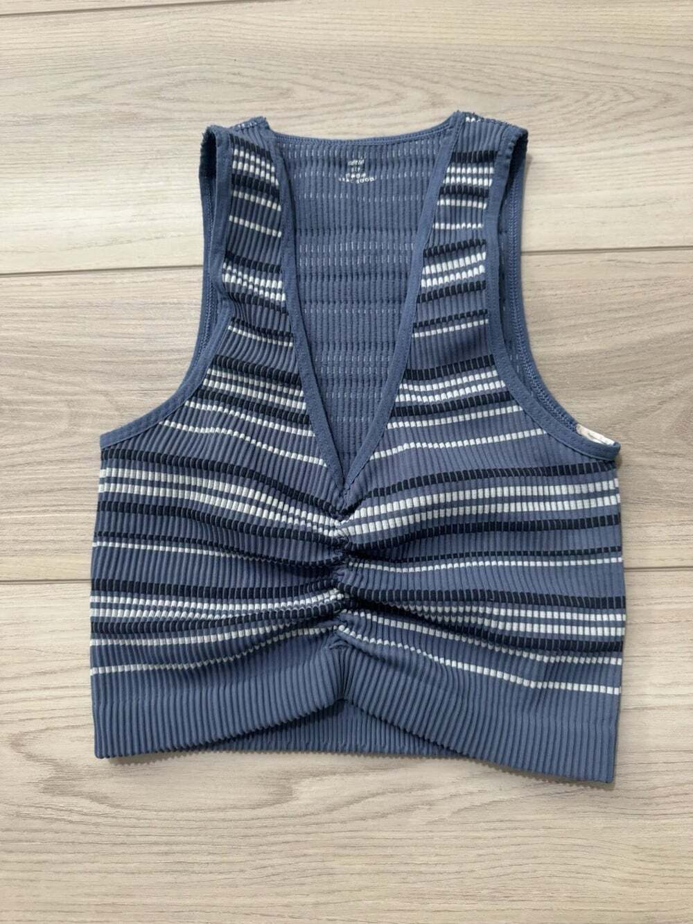 Aerie Ribbed Twist Front Tank Top Womens Small Blue Navy White Striped